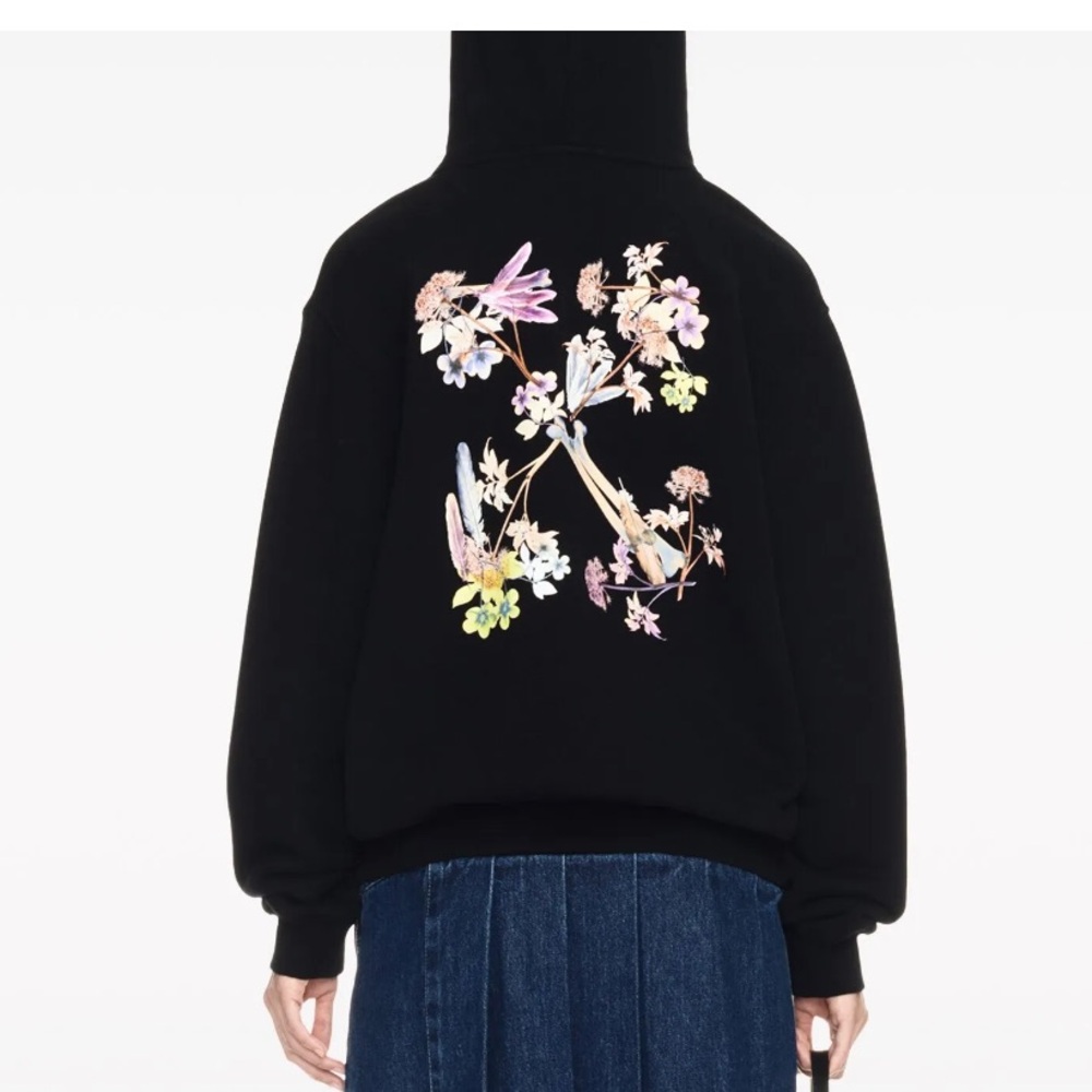 Off-White Floral Arrows Hoodie Black – Size XS